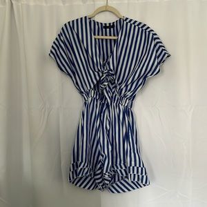 Striped romper with tie front